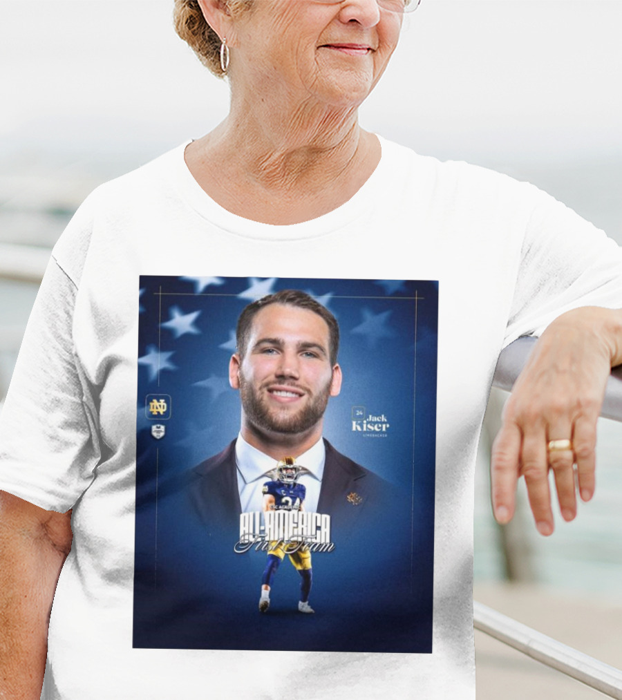 Notre Dame Football CSC Academic All-America First Team Jack Kiser Linebacker 24 Star Background T-Shirt