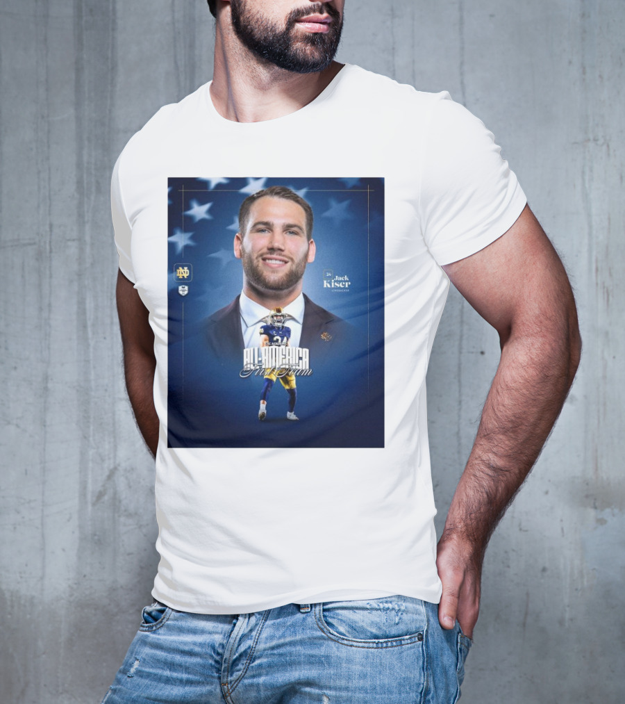 Notre Dame Football CSC Academic All-America First Team Jack Kiser Linebacker 24 Star Background T-Shirt