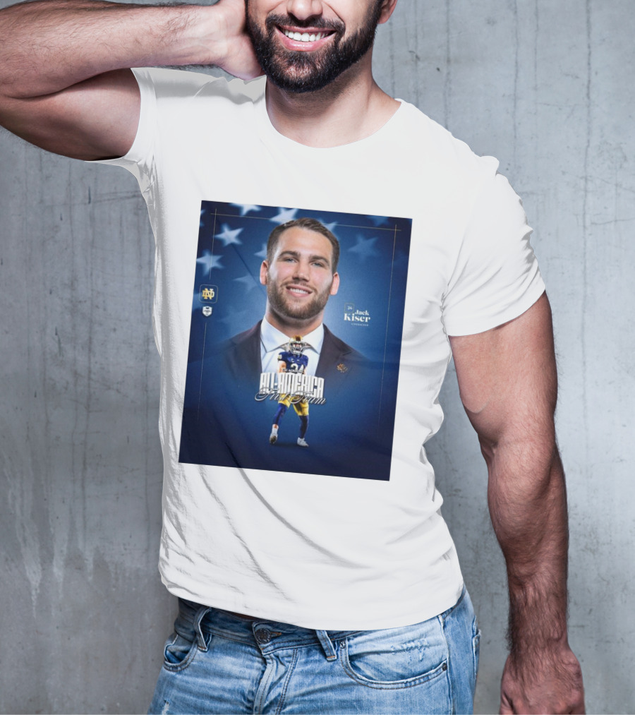 Notre Dame Football CSC Academic All-America First Team Jack Kiser Linebacker 24 Star Background T-Shirt