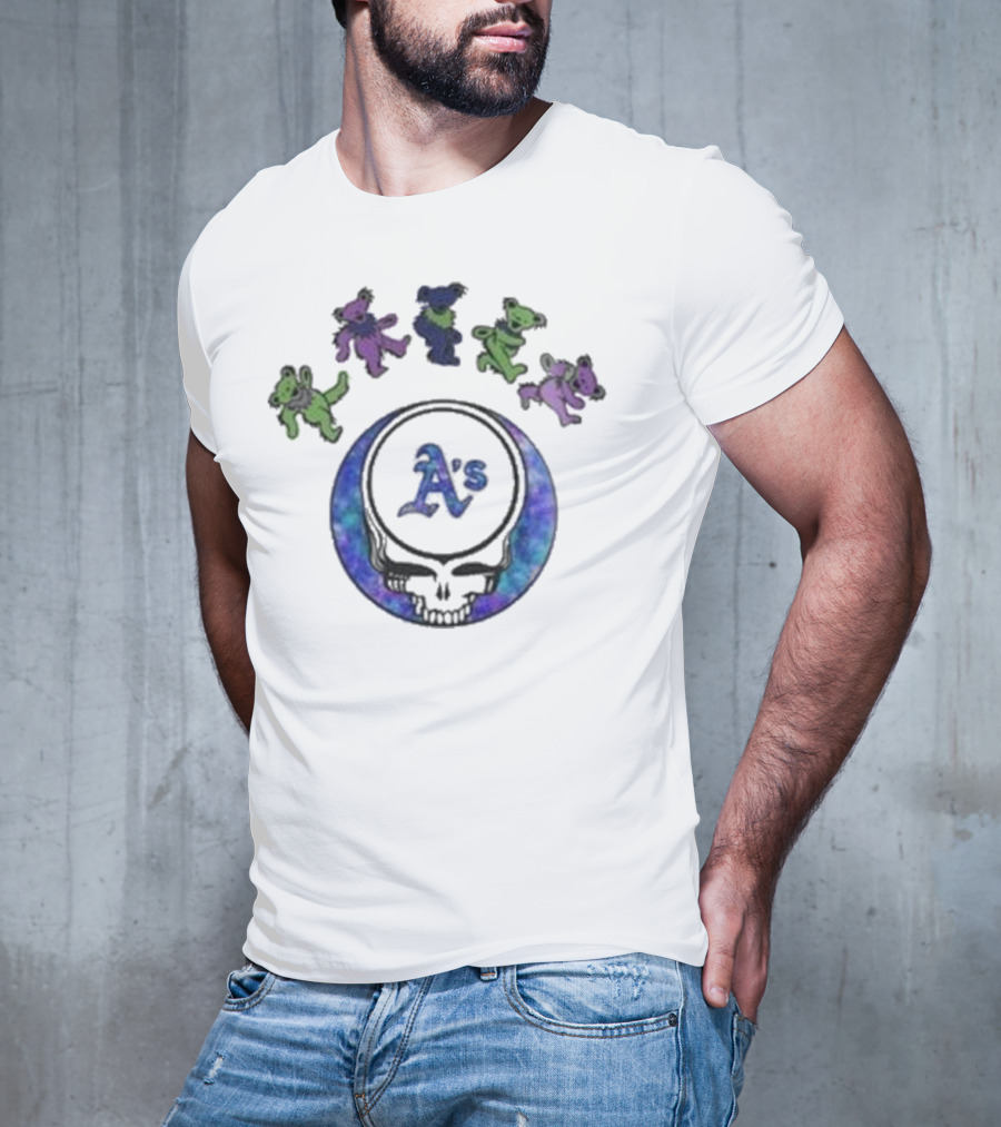 Oakland Athletics Grateful Dead Night 2025 Dancing Bears And Skull T-Shirt