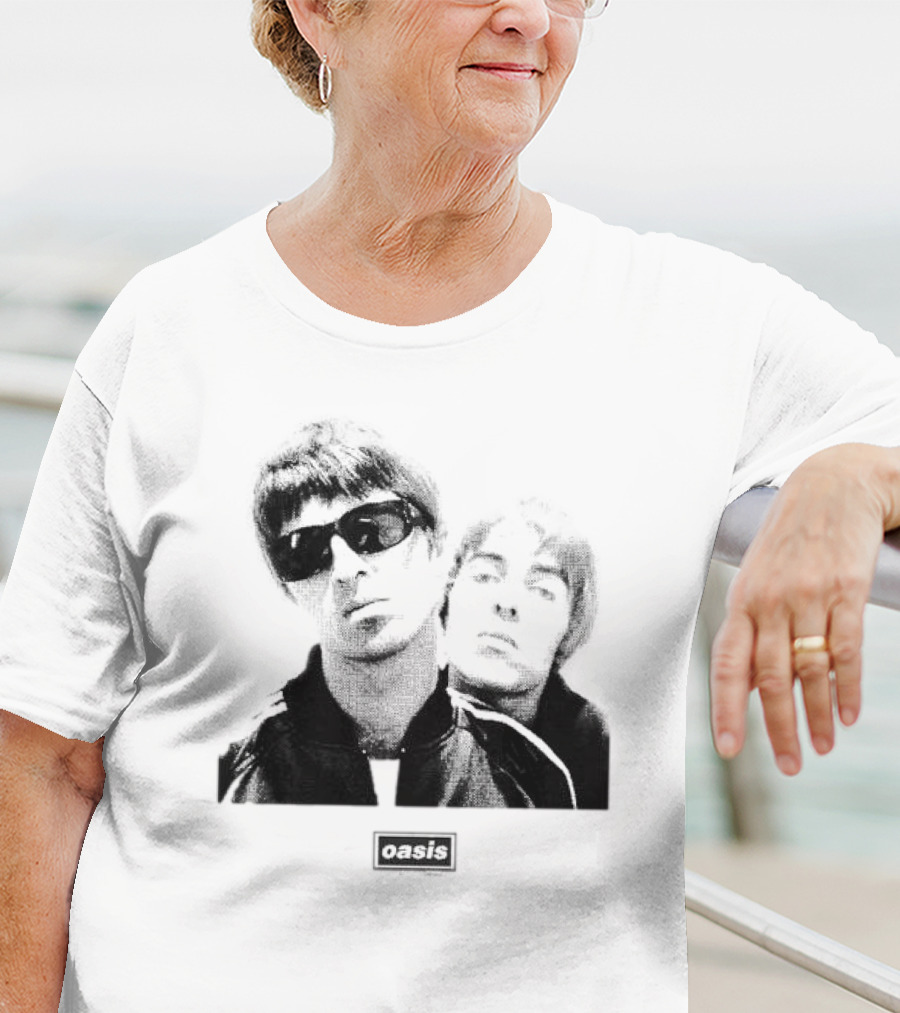 Oasis Boxed Web Exclusive Liam And Noel Gallagher Black And White T-Shirt