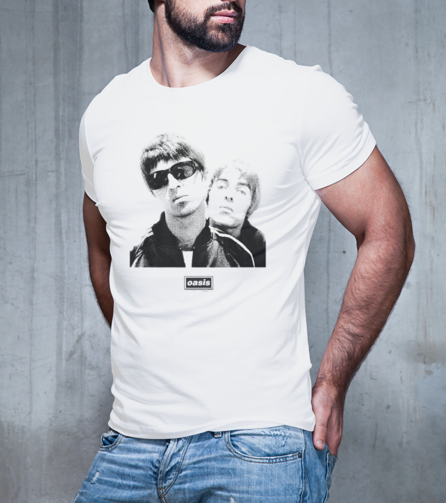 Oasis Boxed Web Exclusive Liam And Noel Gallagher Black And White T-Shirt