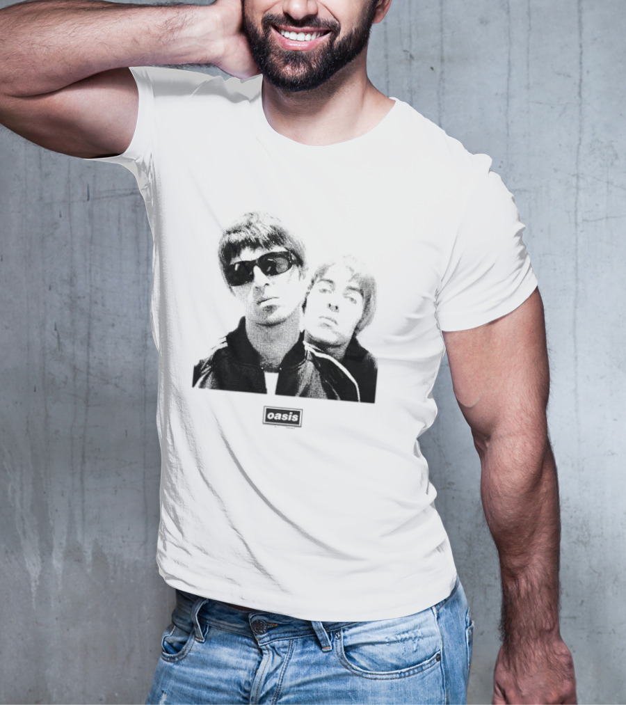 Oasis Boxed Web Exclusive Liam And Noel Gallagher Black And White T-Shirt