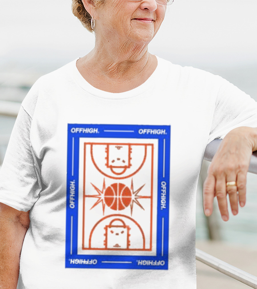 Offhigh Home White Basketball Court Blueprint T-Shirt