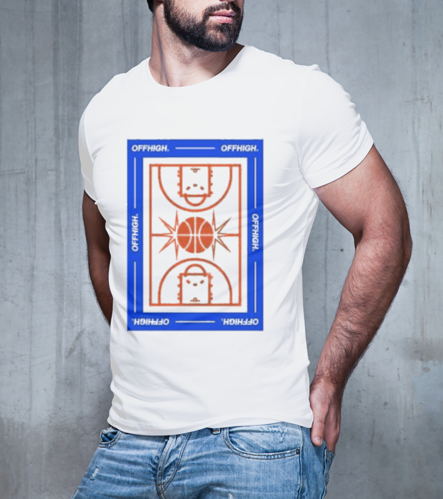 Offhigh Home White Basketball Court Blueprint T-Shirt