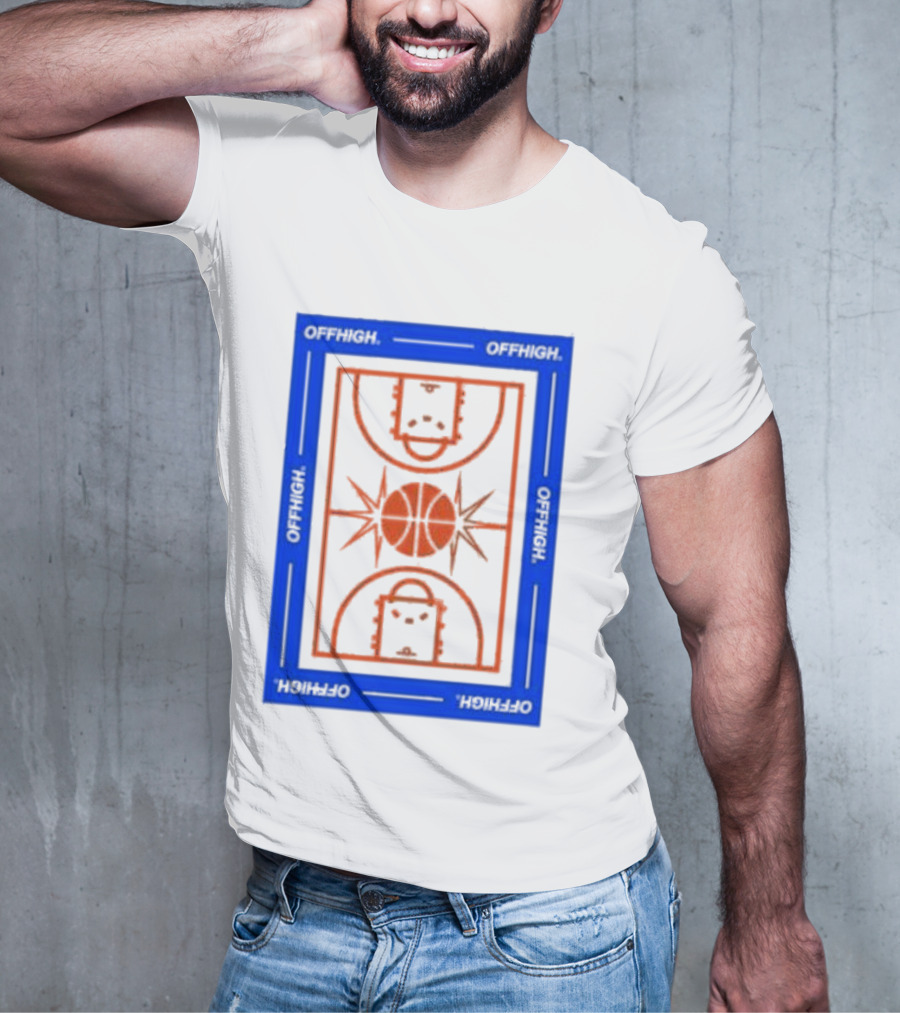 Offhigh Home White Basketball Court Blueprint T-Shirt