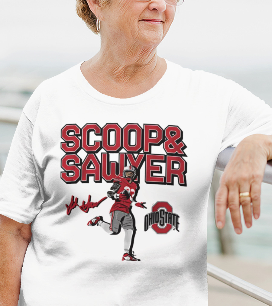 Ohio State Scoop And Sawyer Jack Sawyer Signature Buckeyes Football T-Shirt