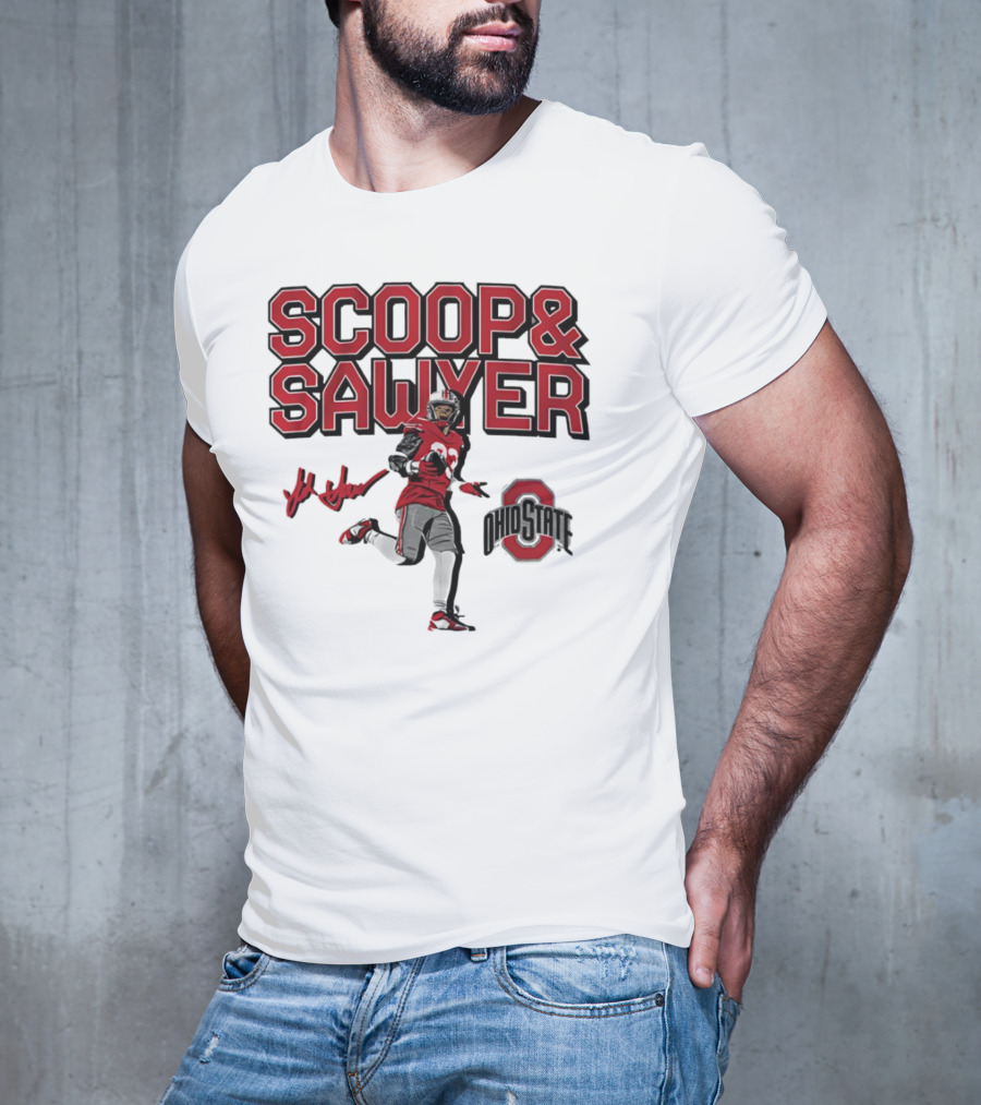 Ohio State Scoop And Sawyer Jack Sawyer Signature Buckeyes Football T-Shirt
