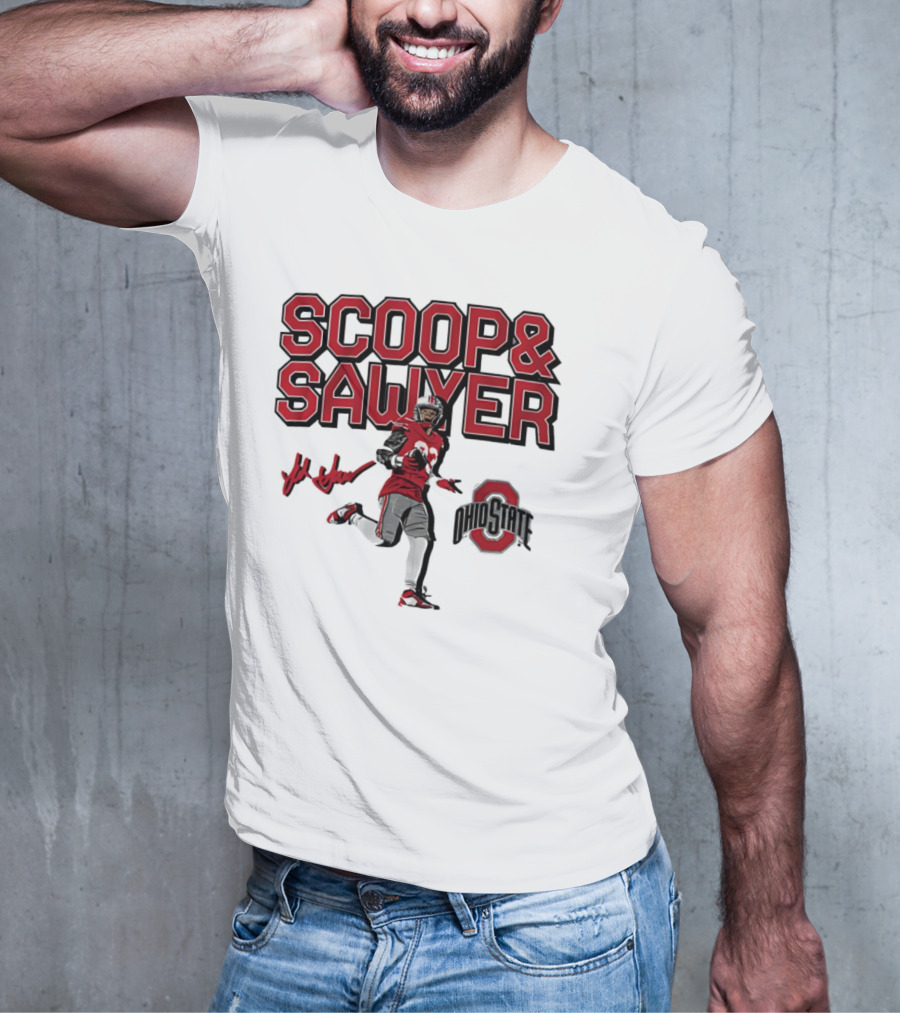Ohio State Scoop And Sawyer Jack Sawyer Signature Buckeyes Football T-Shirt