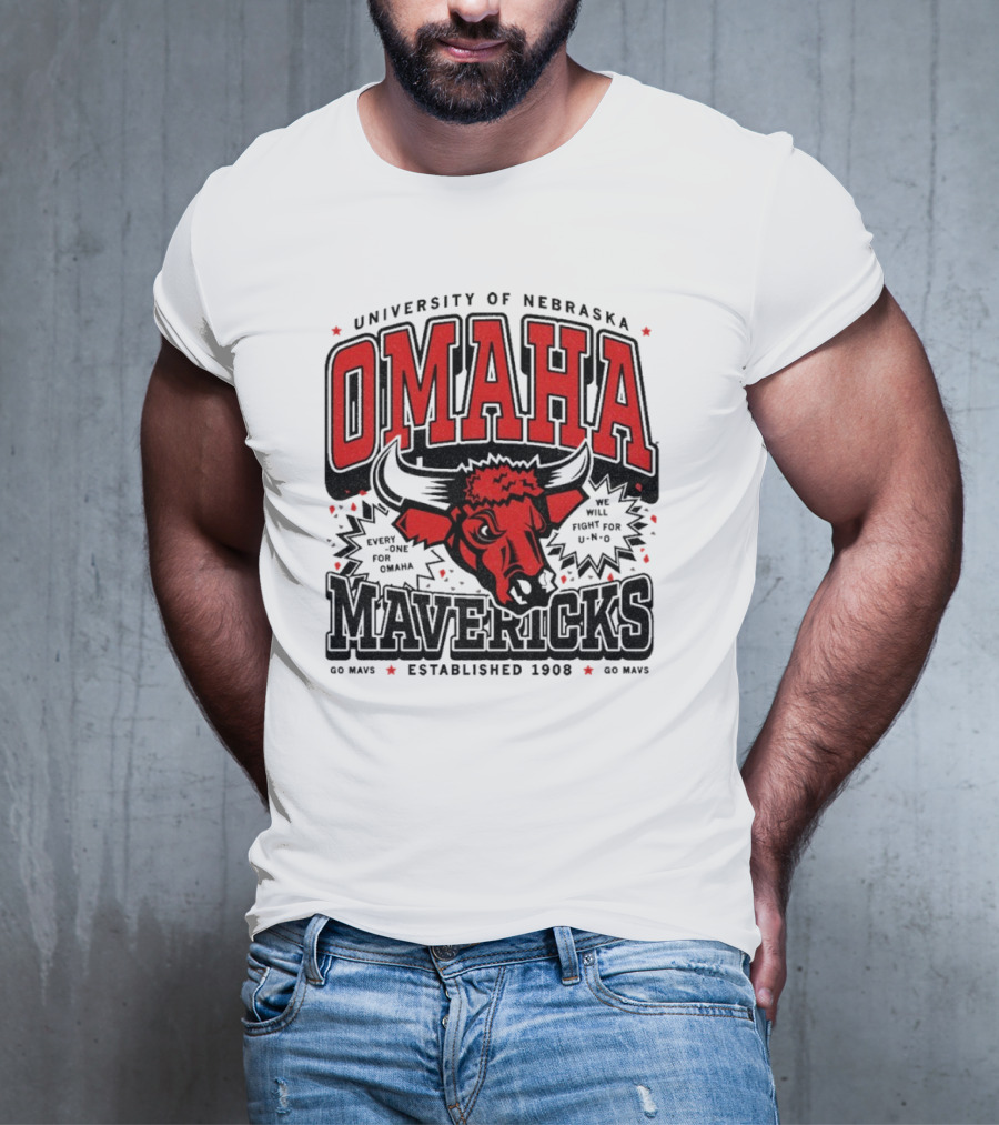 Omaha Mavericks Max Collegiate Bull Symbol With Stars T-Shirt