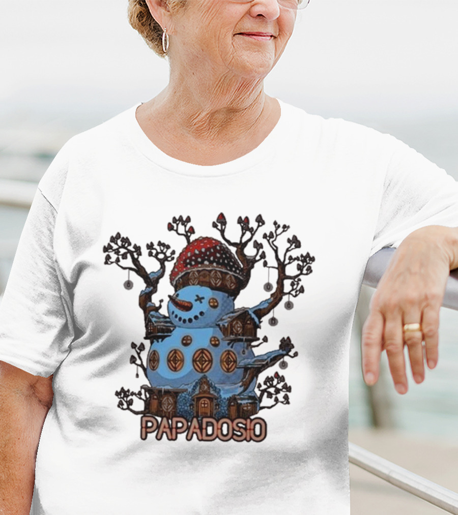 Papadosio Crimbus Snowman With Red Hat And Light Symbols T-Shirt