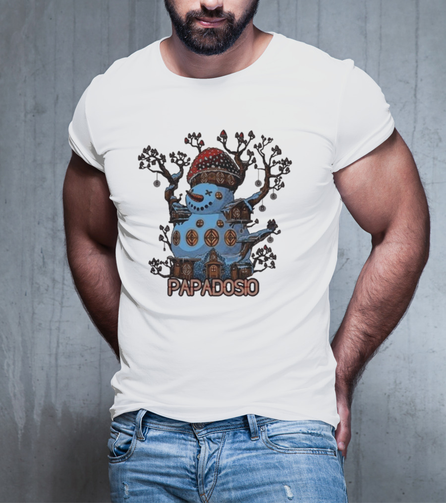 Papadosio Crimbus Snowman With Red Hat And Light Symbols T-Shirt