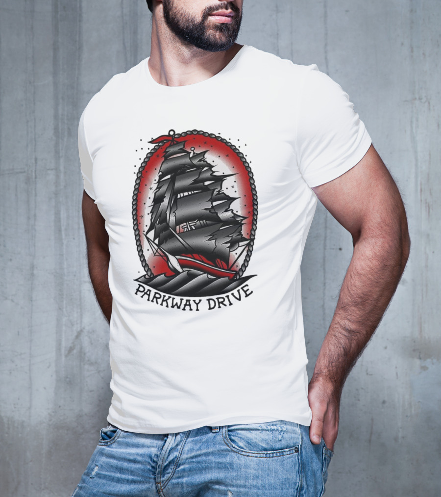 Parkway Drive Home Is For The Heartless Ship Ocean Tattoo Art Style T-Shirt