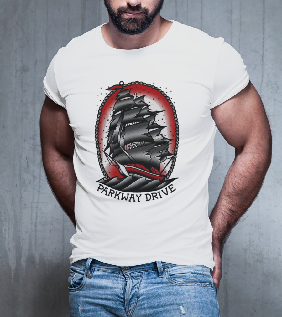 Parkway Drive Home Is For The Heartless Ship Ocean Tattoo Art Style T-Shirt
