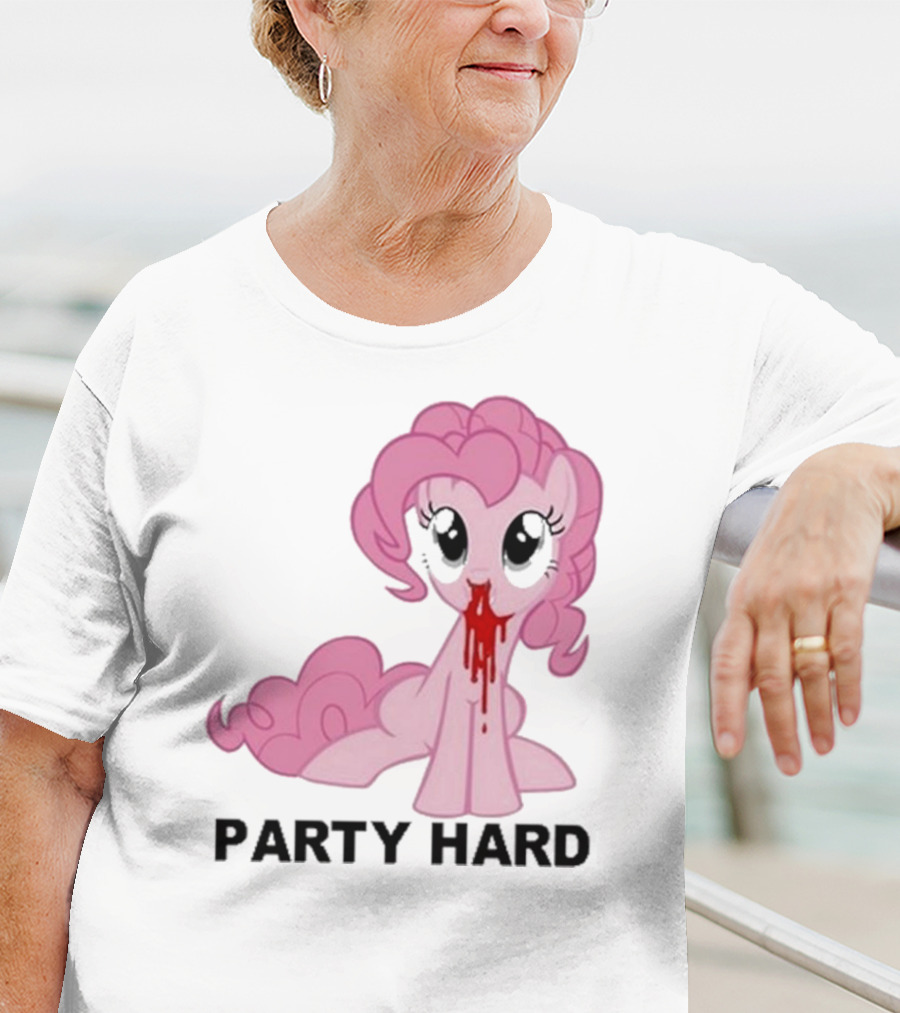 Party Hard Pony Creepy Pink Character Emo Aesthetic T-Shirt
