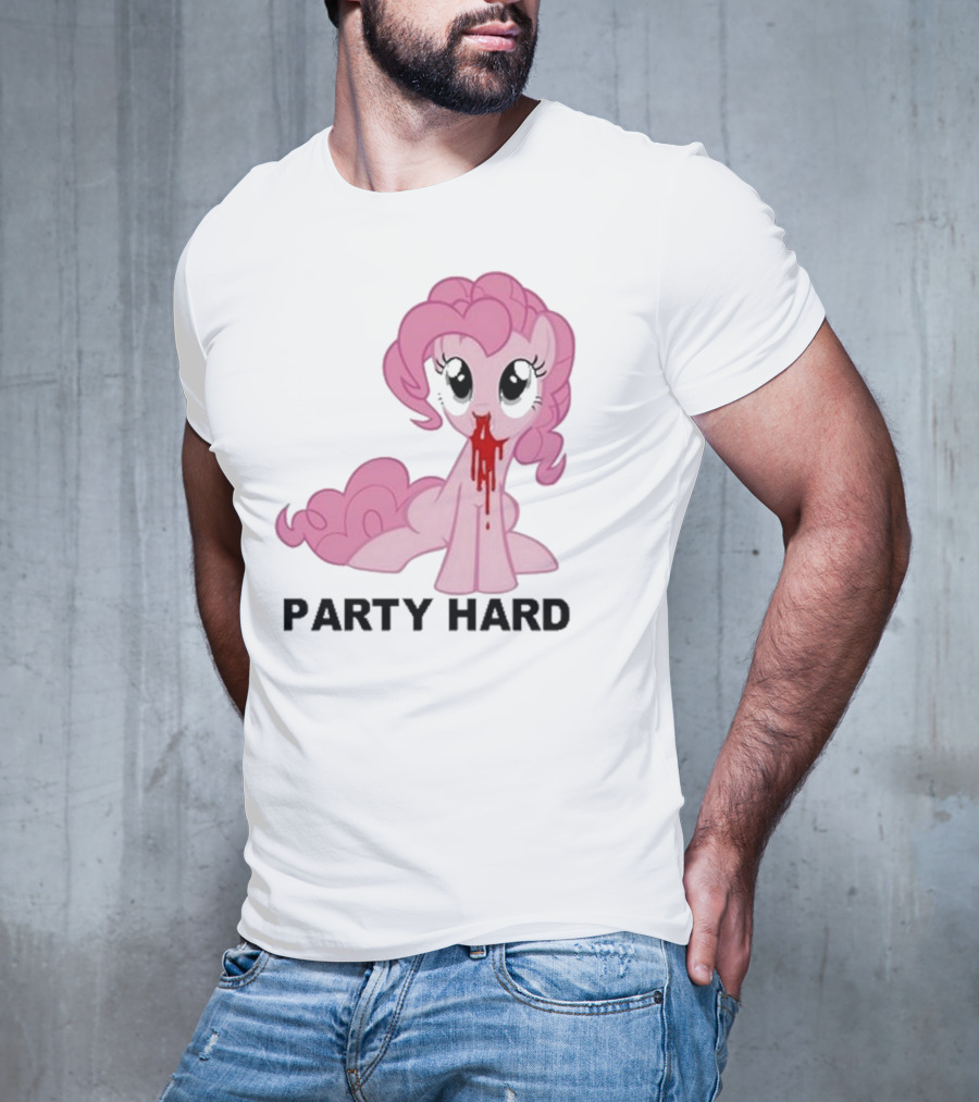 Party Hard Pony Creepy Pink Character Emo Aesthetic T-Shirt