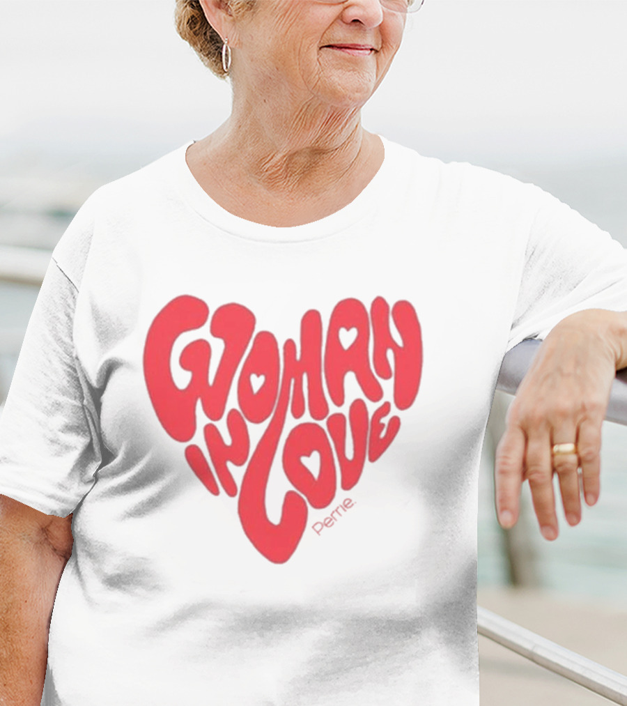 Perrie Woman In Love Heart-Shaped Typography T-Shirt