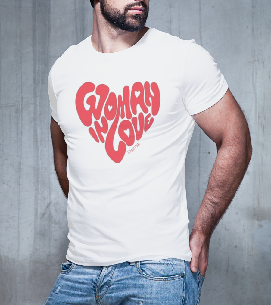 Perrie Woman In Love Heart-Shaped Typography T-Shirt
