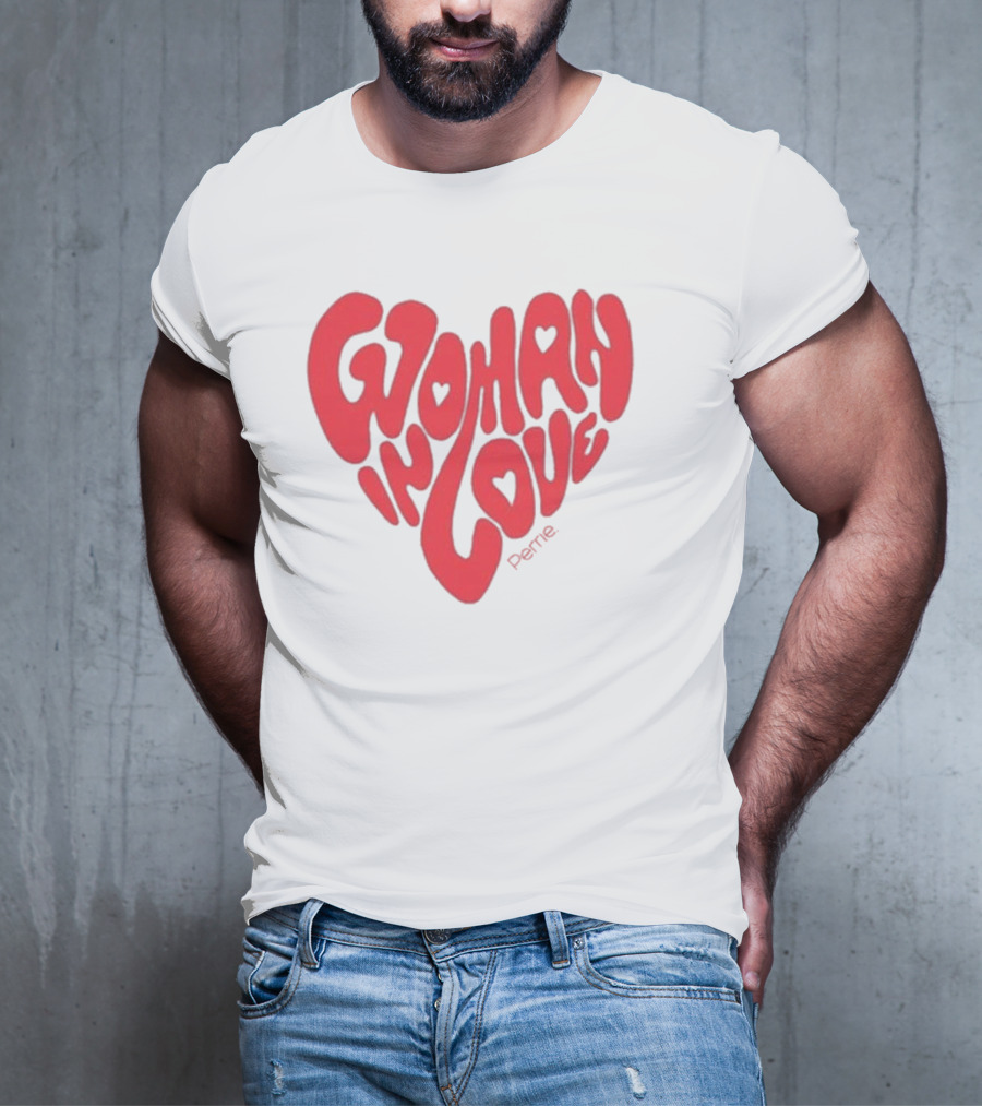 Perrie Woman In Love Heart-Shaped Typography T-Shirt