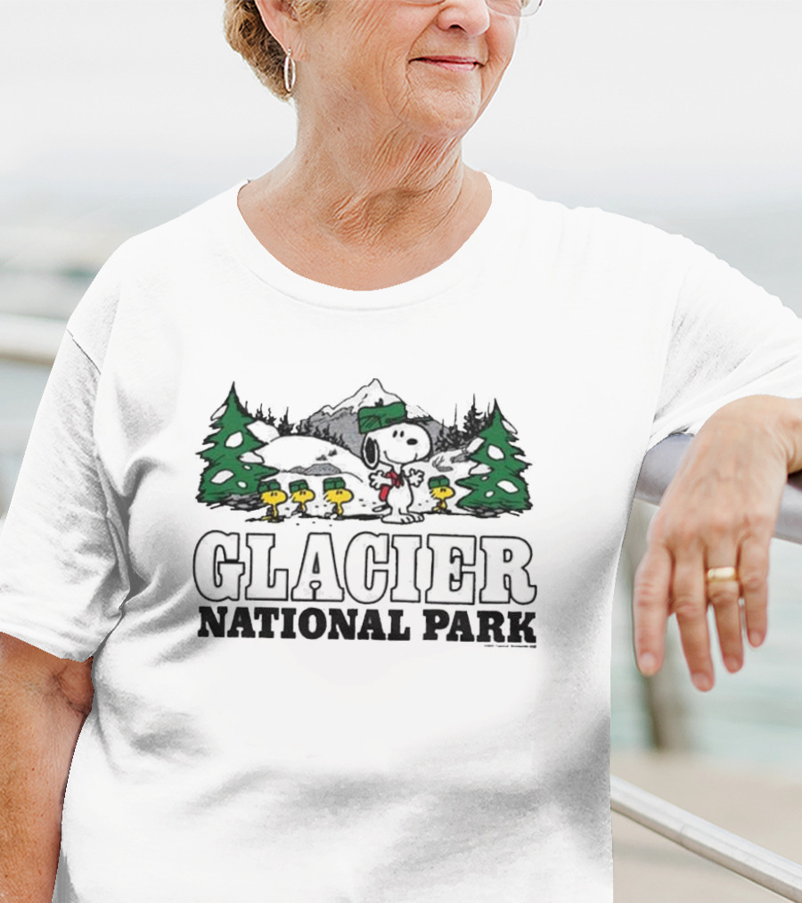 Snoopy And Woodstock Hiking Adventure Glacier National Park Peanuts Collaboration T-Shirt