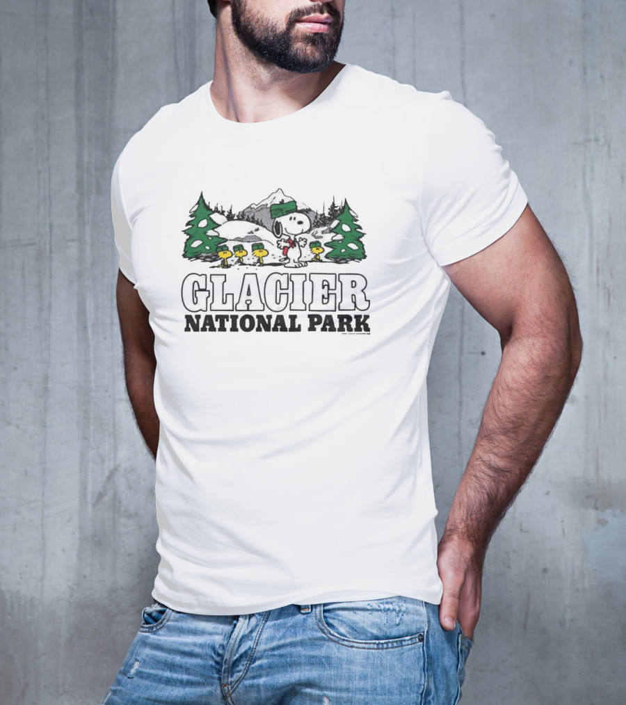 Snoopy And Woodstock Hiking Adventure Glacier National Park Peanuts Collaboration T-Shirt