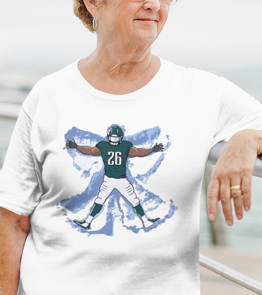 Philadelphia Eagles Philly Football Snow Angel Player 26 Green Uniform T-Shirt