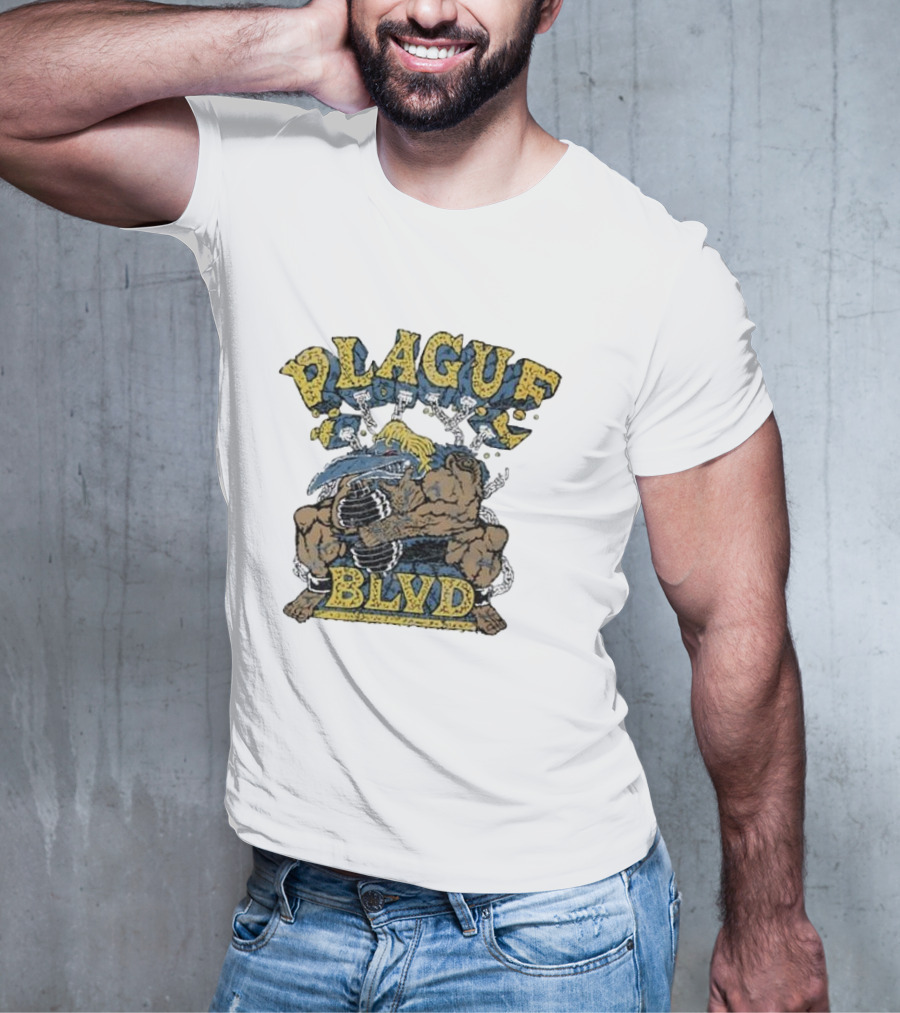Plague Blvd Gym Boss Bodybuilder With Dumbbells T-Shirt