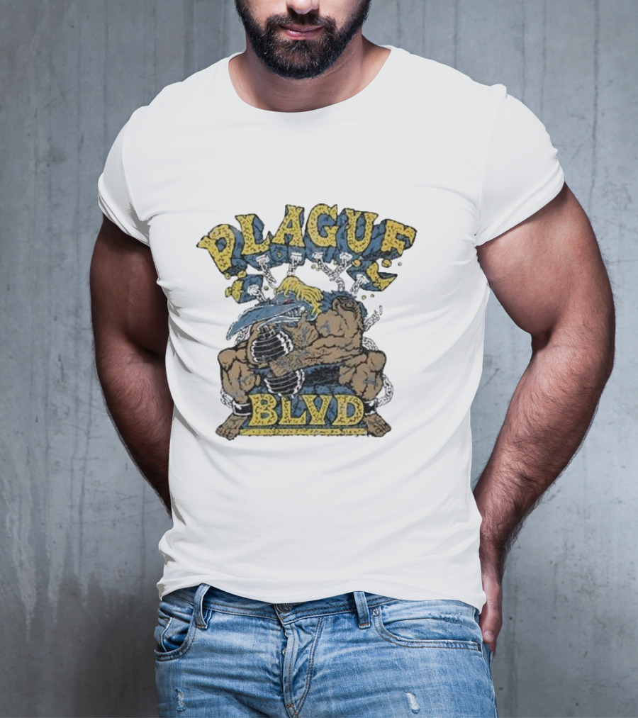 Plague Blvd Gym Boss Bodybuilder With Dumbbells T-Shirt