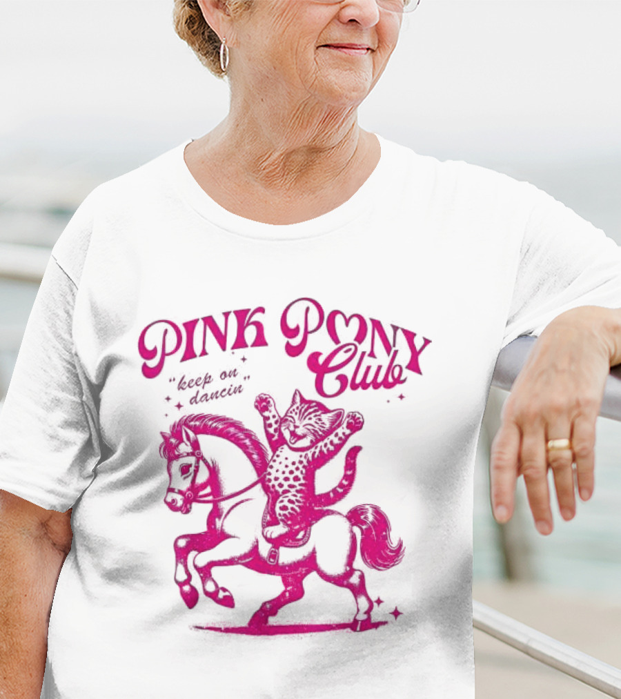 Pink Pony Club Cat Lover Disco Retro Birthday T-Shirt