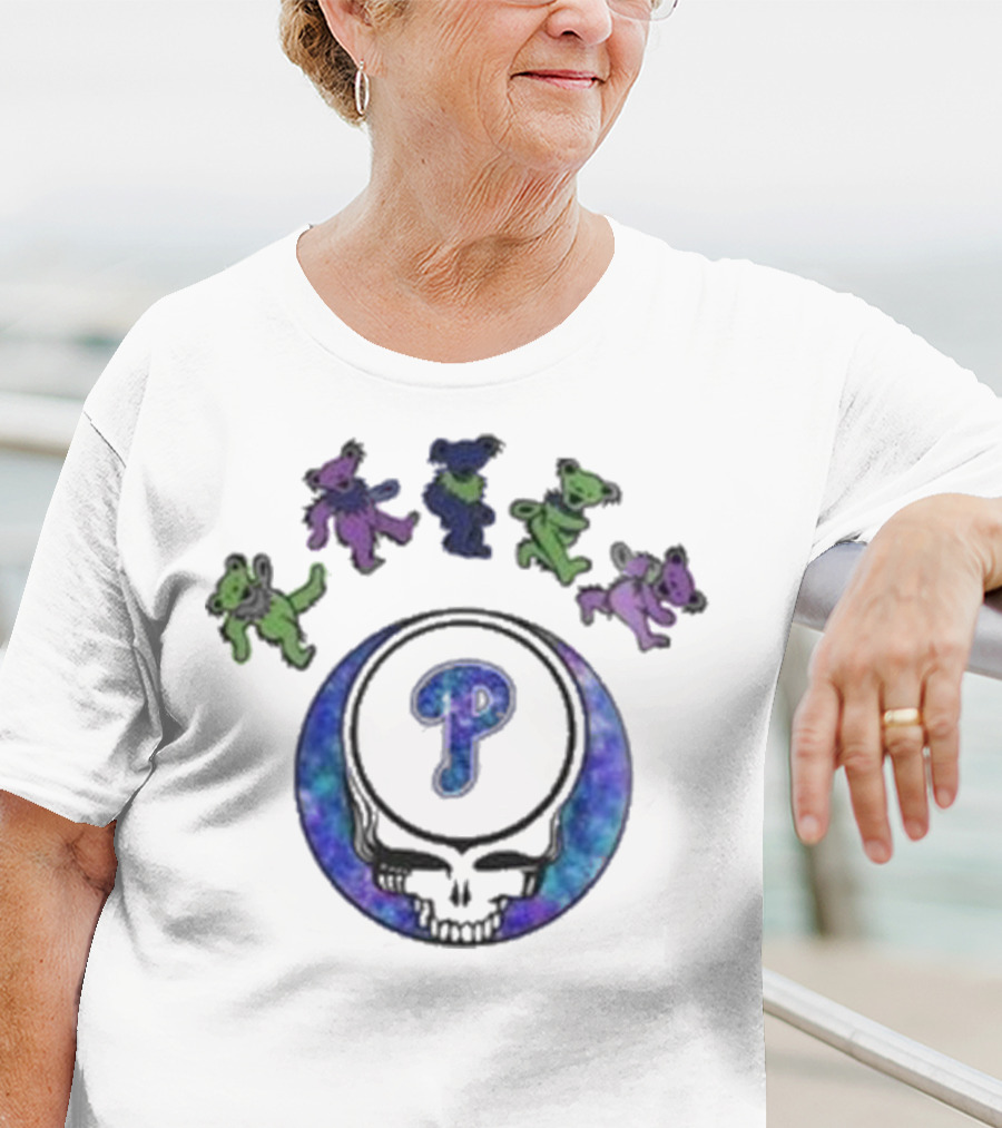 Philadelphia Phillies 2025 Grateful Dead Night Skull And Dancing Bears T-Shirt