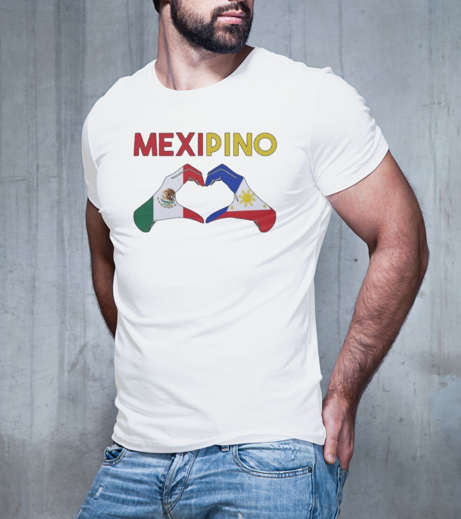 Mexipino Philippines Mexico Hands Heart Flag T-Shirt