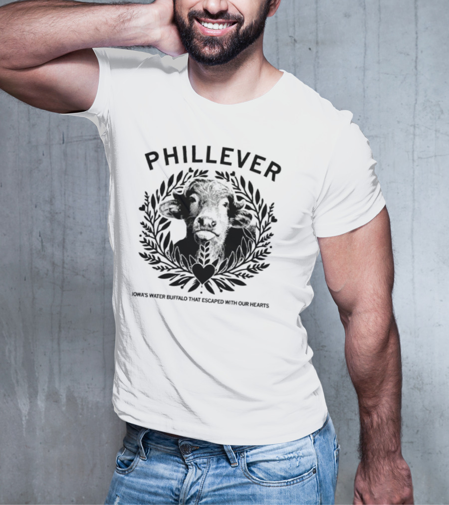 Phillever Iowa Water Buffalo Escaped Hearts T-Shirt