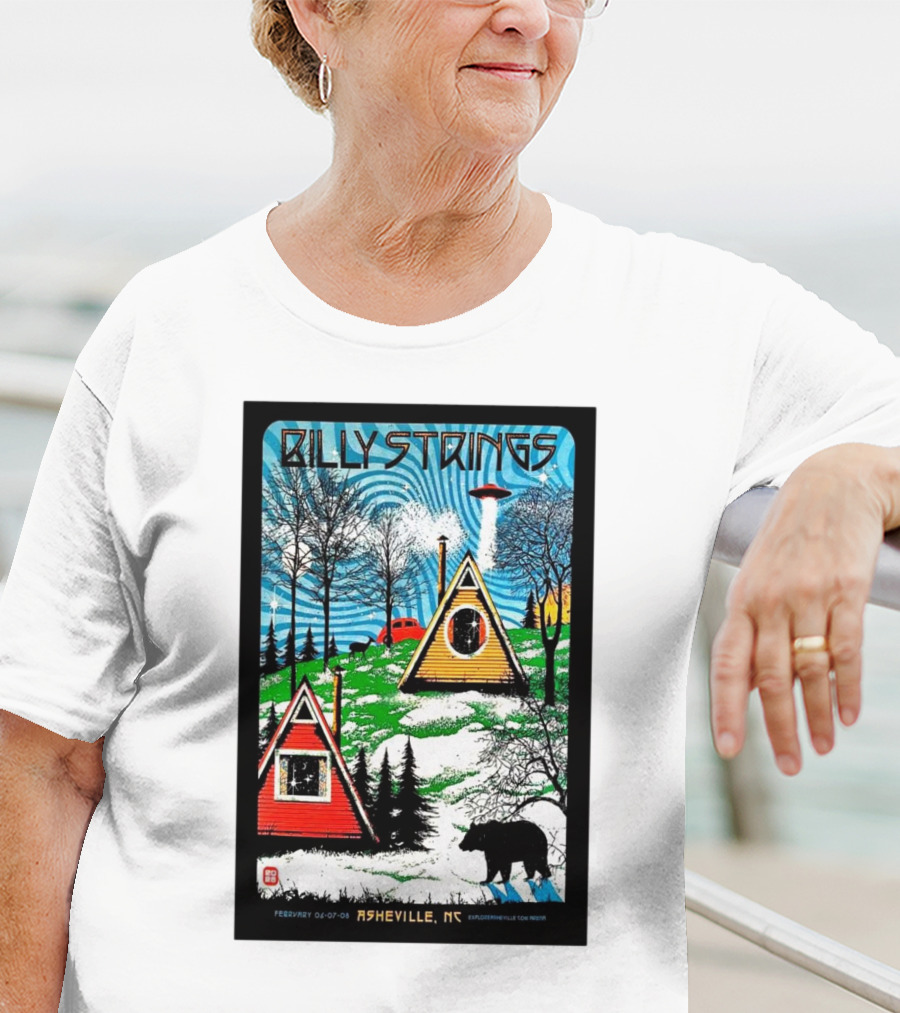 Billy Strings Feb 6-8 2025 ExploreAsheville.com Arena NC Cabin UFO Bear Forest T-Shirt