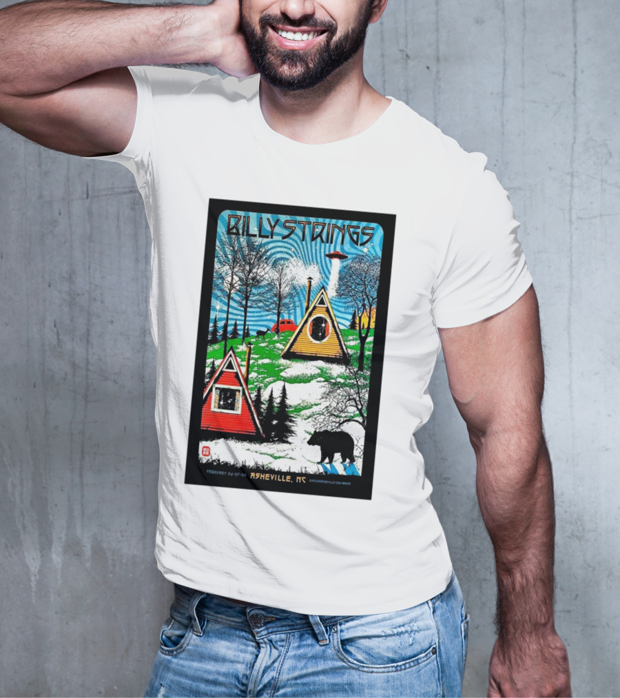Billy Strings Feb 6-8 2025 ExploreAsheville.com Arena NC Cabin UFO Bear Forest T-Shirt