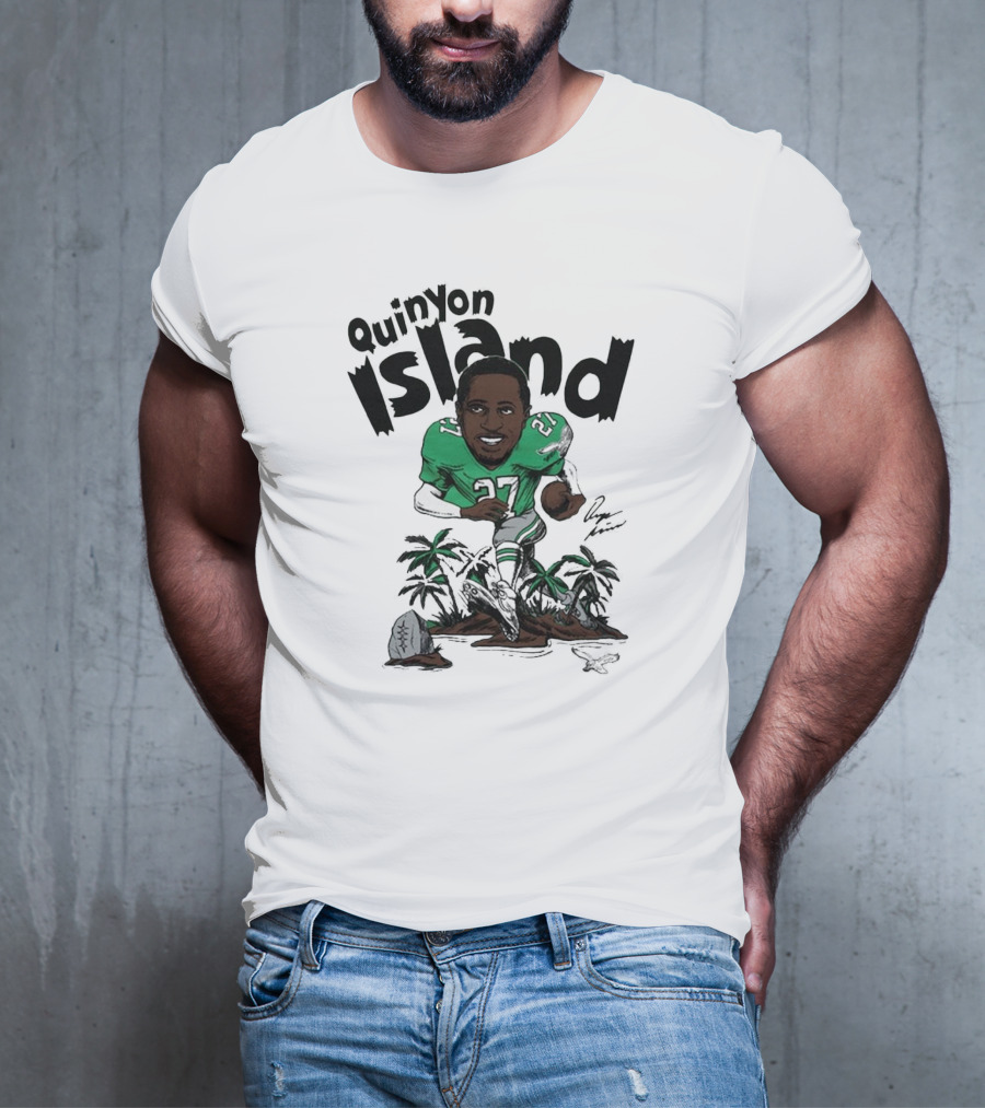 Quinyon Island Philadelphia Eagles NFL Caricature Player Signature 27 T-Shirt