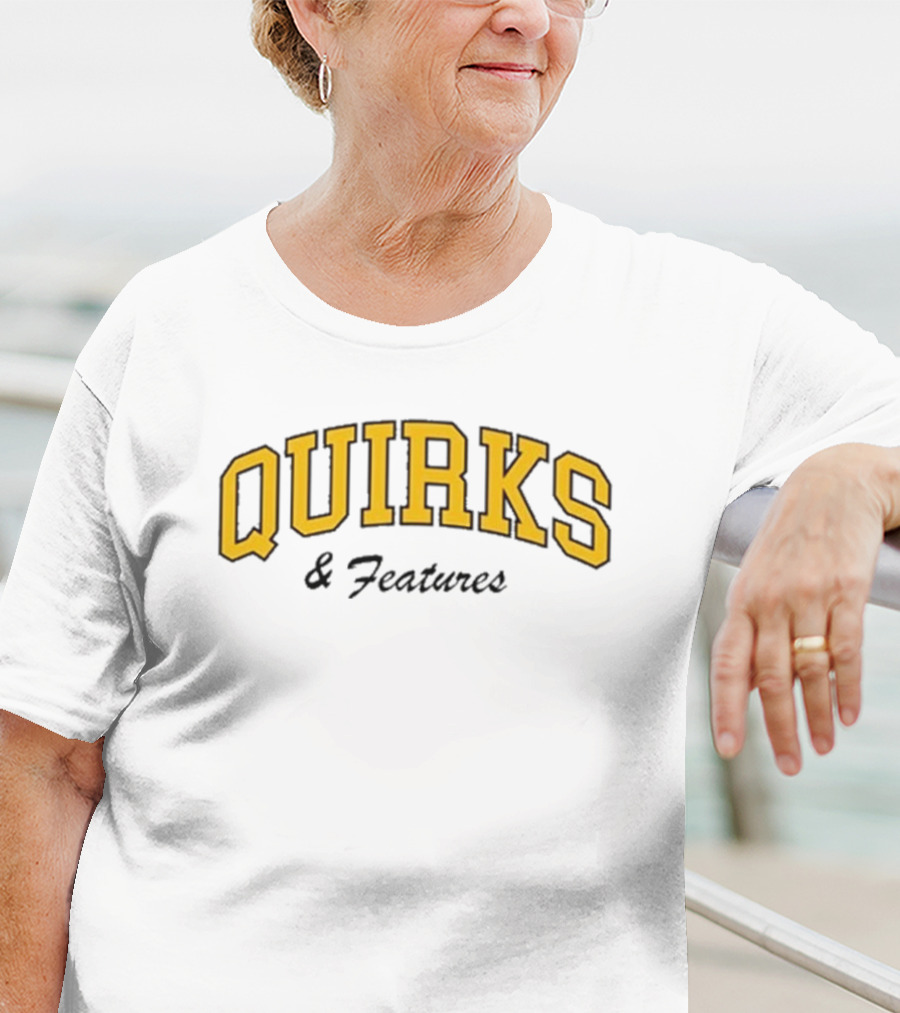Quirks Bold Yellow Arch Text T-Shirt