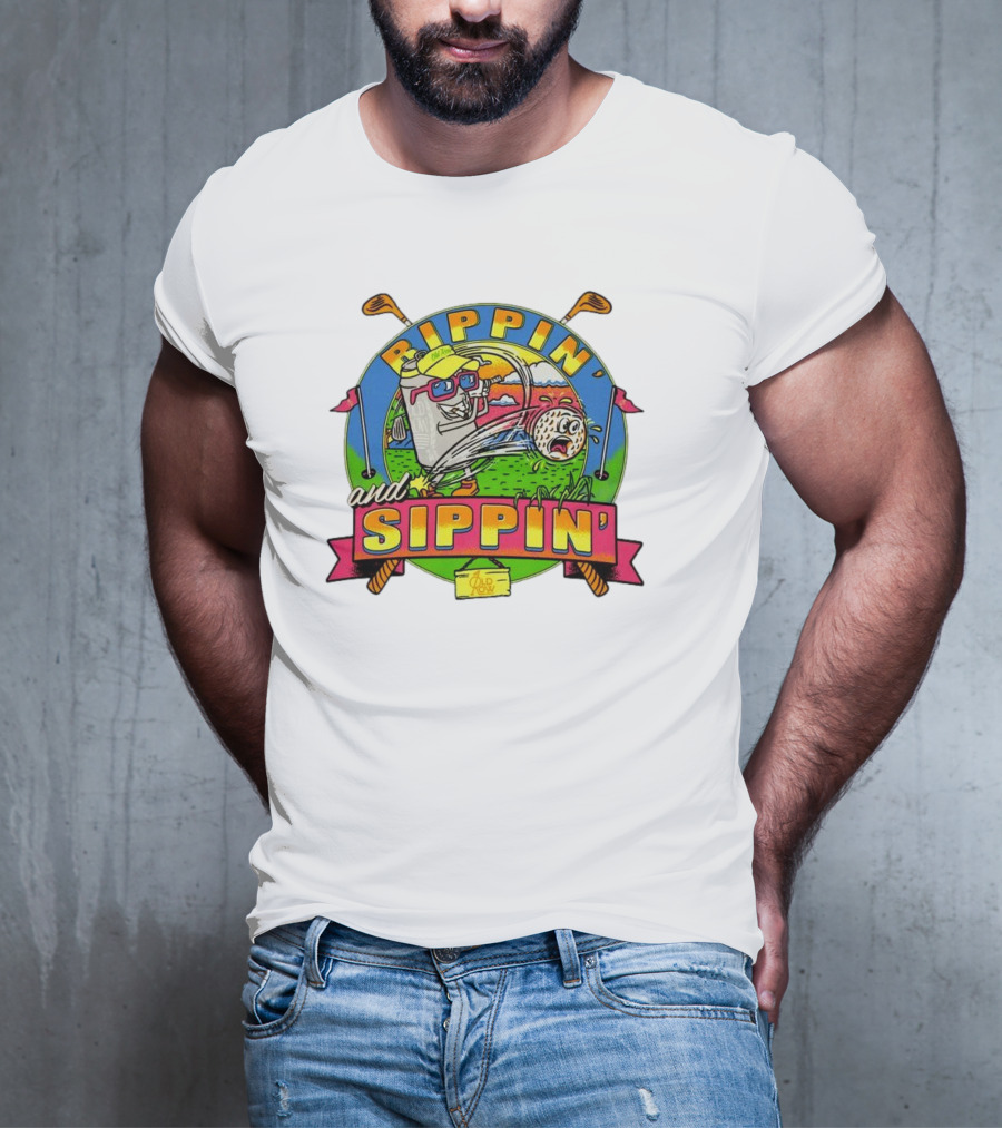 Rippin’ And Sippin’ Golf Old Row Funny Cartoon Golfing Cooler T-Shirt