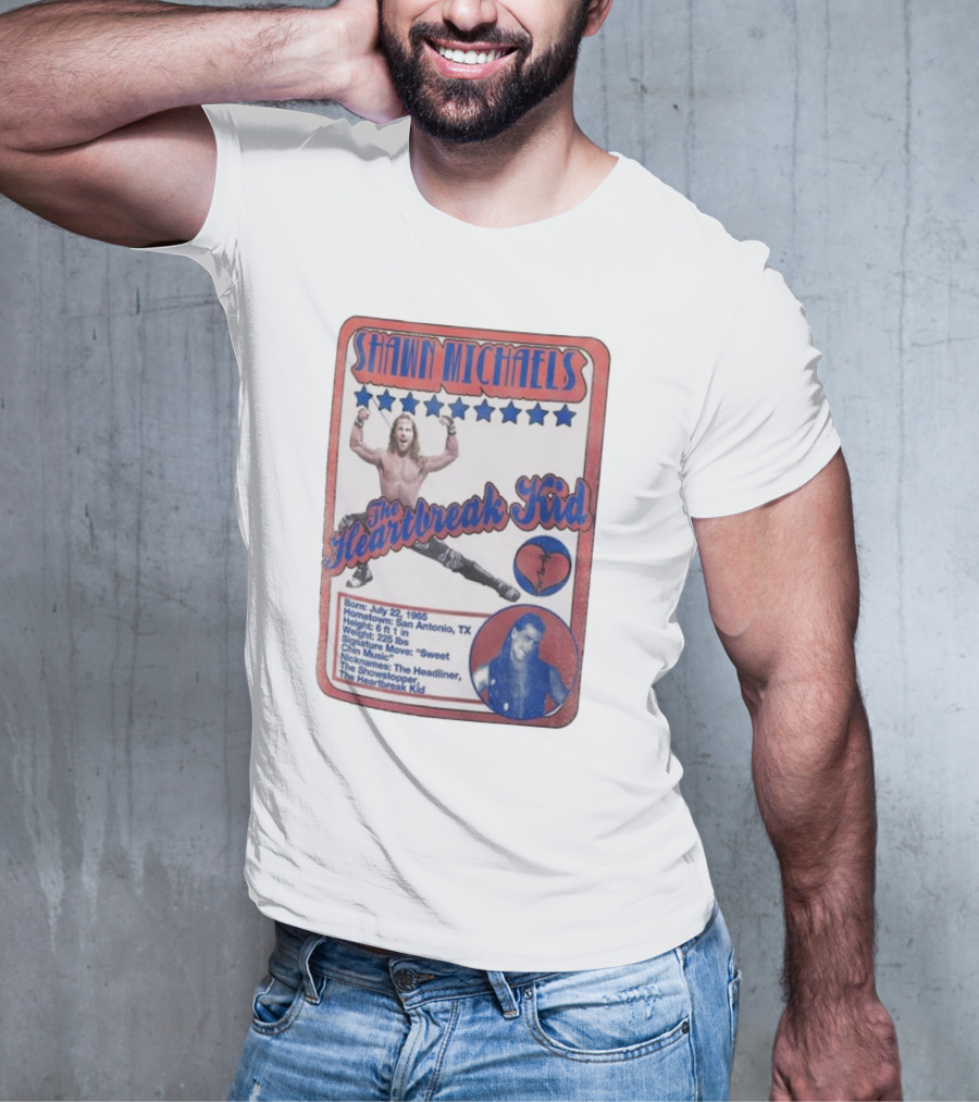 Shawn Michaels The Heartbreak Kid WWE Trading Card Born July 22 1965 San Antonio TX The Showstopper T-Shirt
