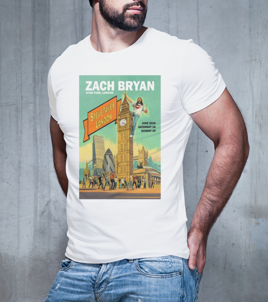 Zach Bryan Hyde Park London June 2025 Steve Takes London Saturday 28 Sunday 29 T-Shirt