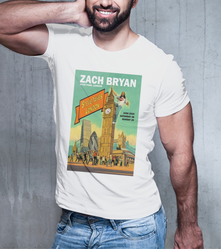 Zach Bryan Hyde Park London June 2025 Steve Takes London Saturday 28 Sunday 29 T-Shirt