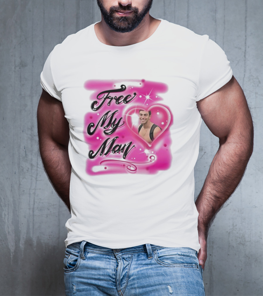 Free My Man Luigi Mangione Heart Pink Background T-Shirt