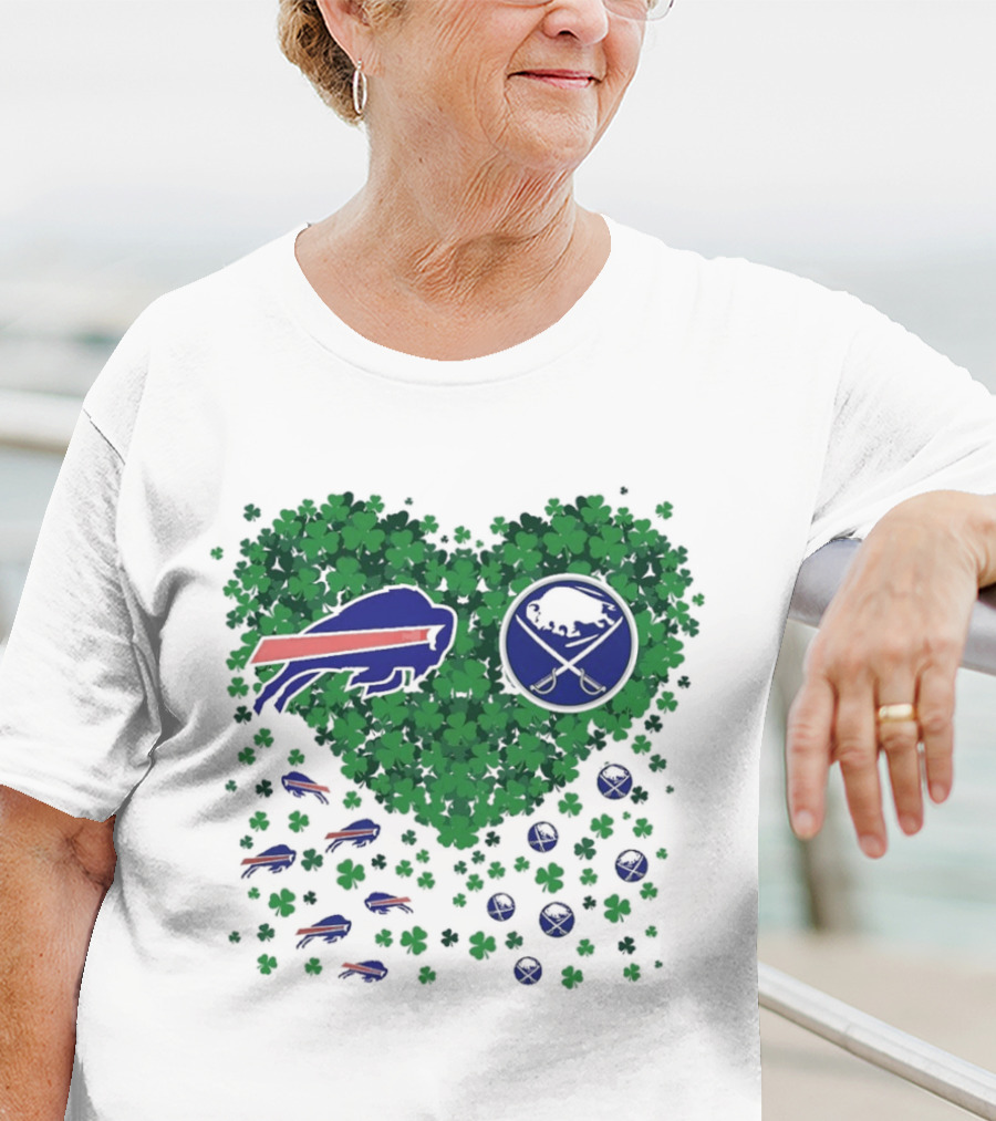Buffalo Bills Heart Shamrock With Buffalo Hockey Symbol T-Shirt
