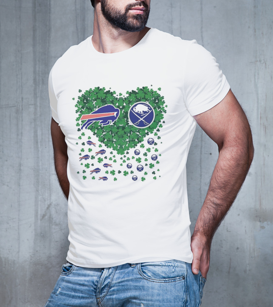 Buffalo Bills Heart Shamrock With Buffalo Hockey Symbol T-Shirt