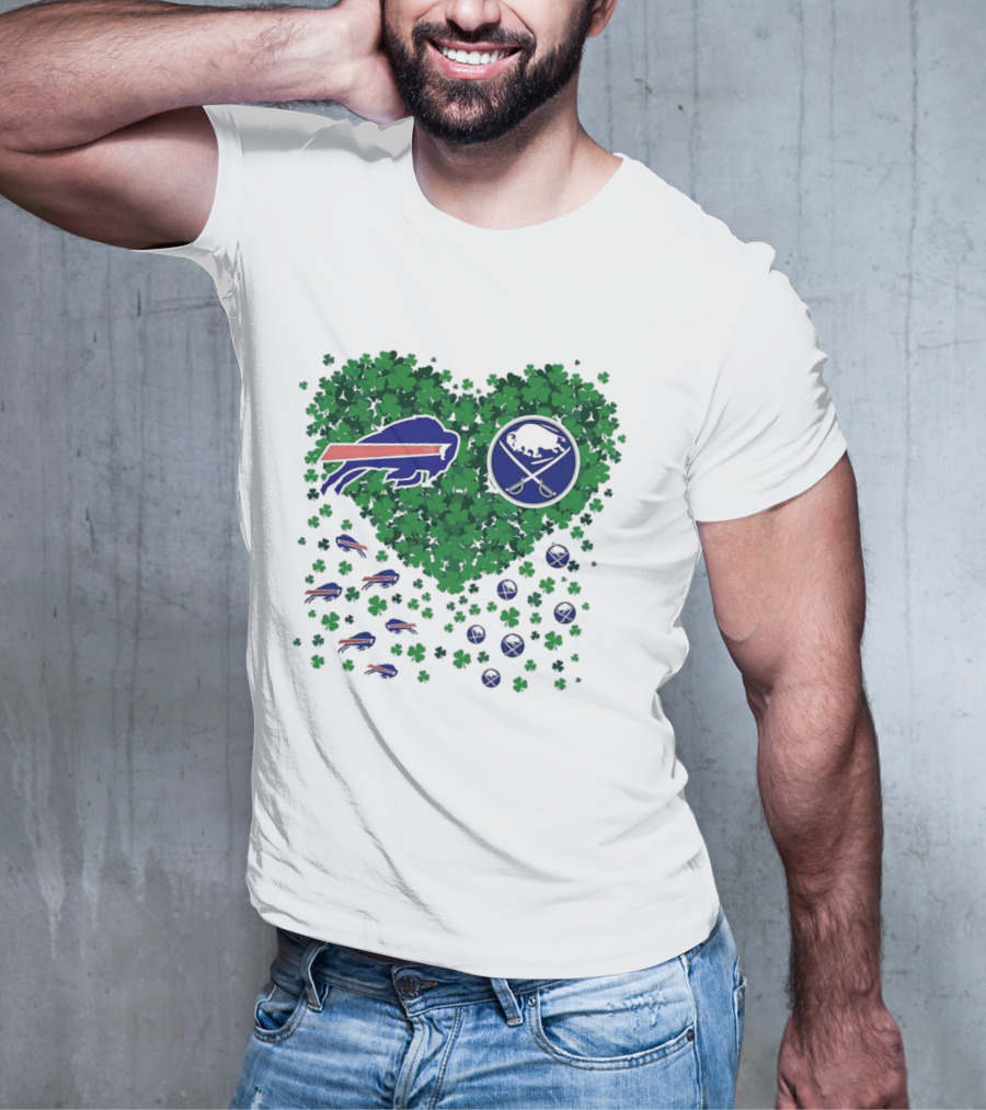 Buffalo Bills Heart Shamrock With Buffalo Hockey Symbol T-Shirt