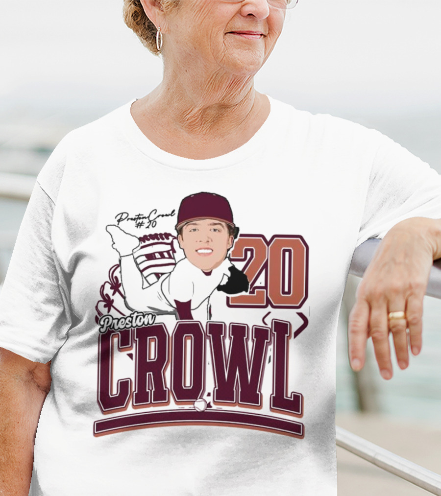 Preston Crowl Baseball 2025 Pitcher Number 20 T-Shirt
