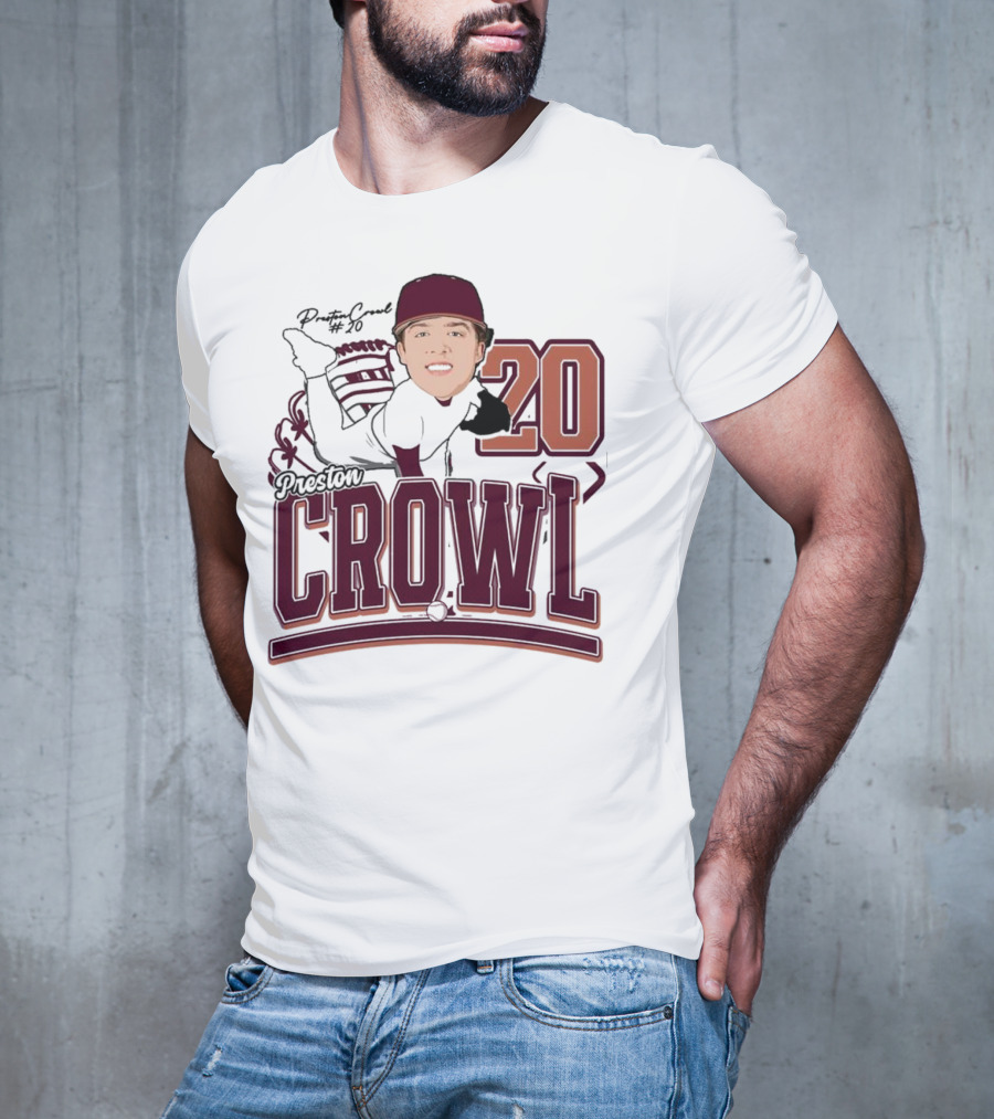 Preston Crowl Baseball 2025 Pitcher Number 20 T-Shirt