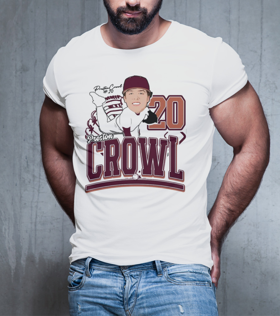 Preston Crowl Baseball 2025 Pitcher Number 20 T-Shirt