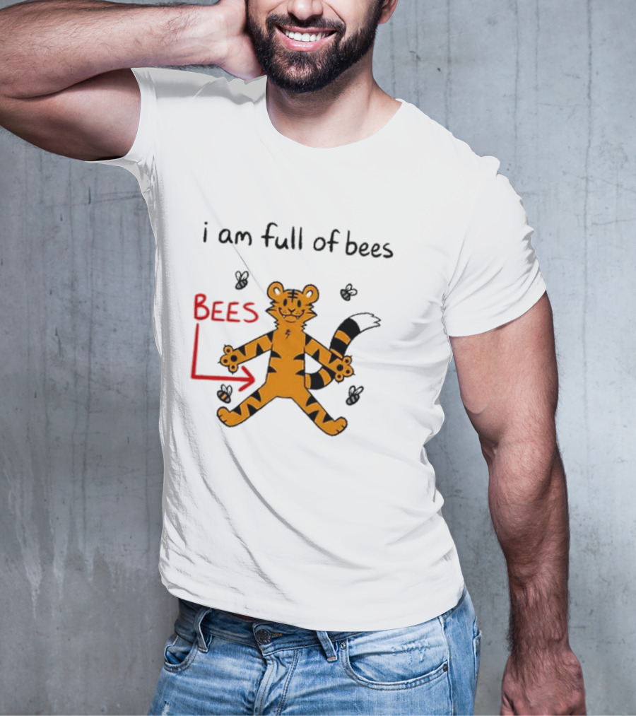 Prism Paws Tiger Bees Humor Graphic T-Shirt
