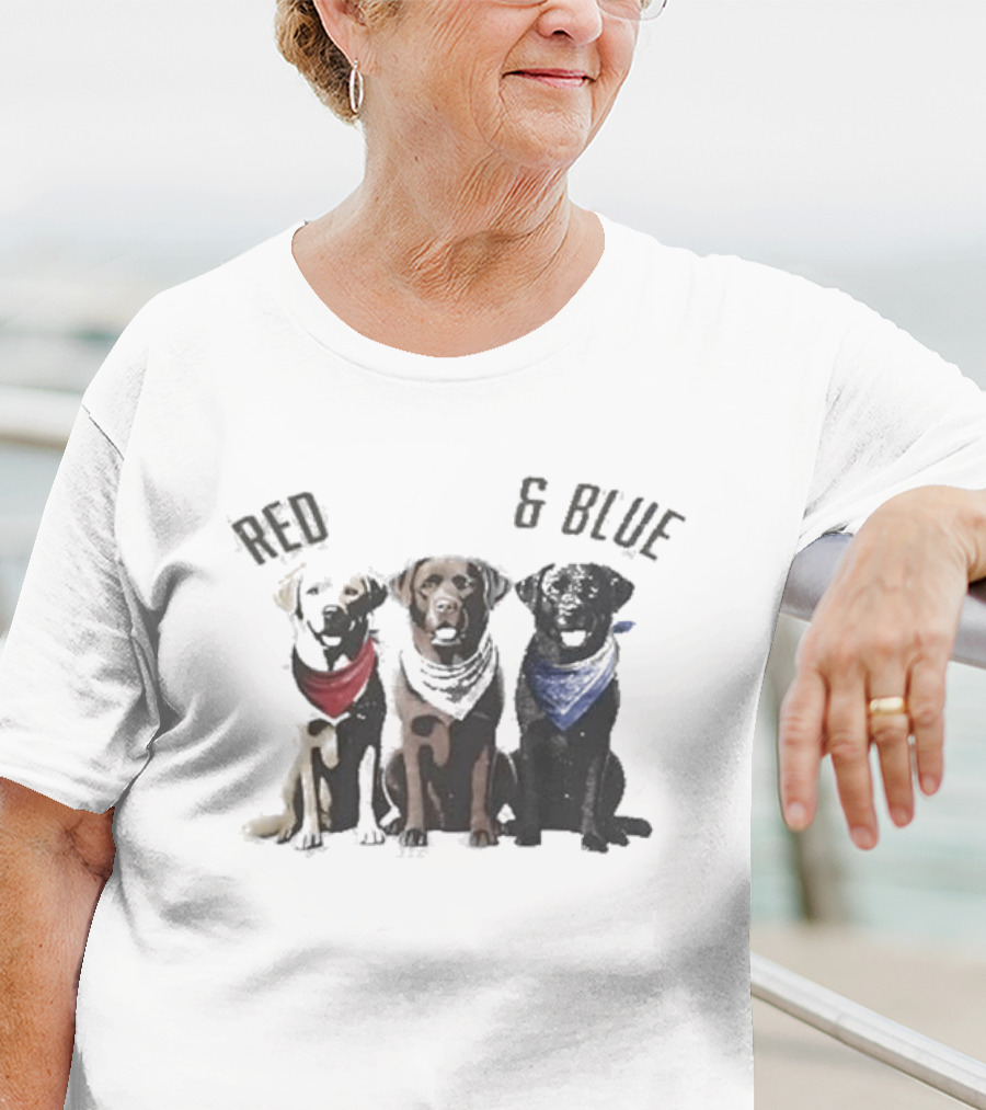 Red White And Blue Dogs Bandana Trio T-Shirt