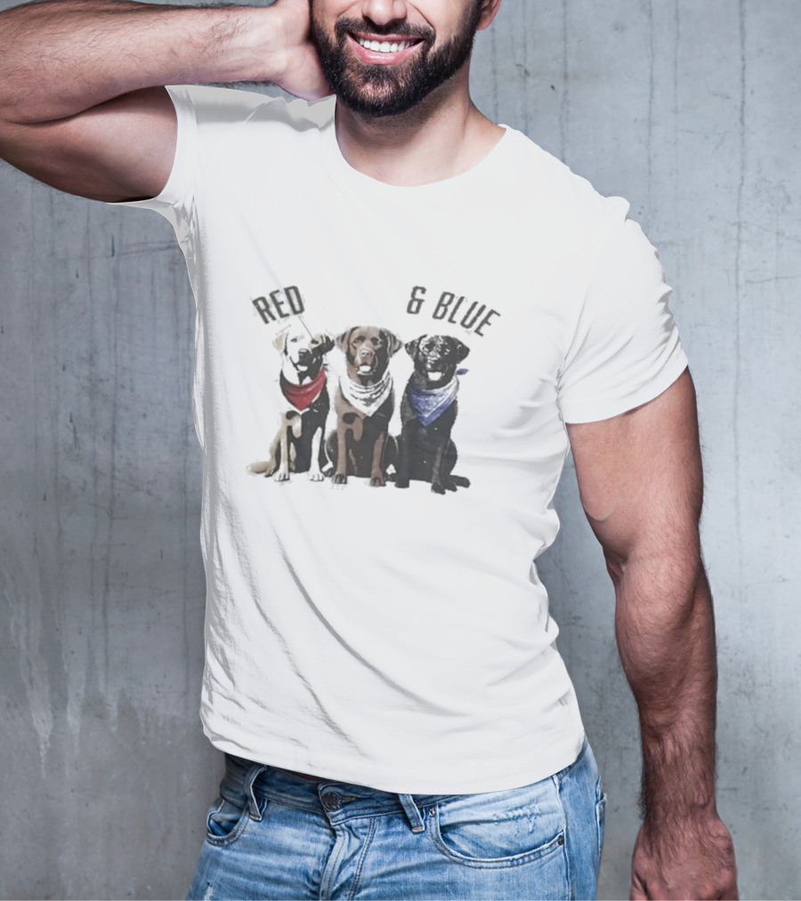 Red White And Blue Dogs Bandana Trio T-Shirt